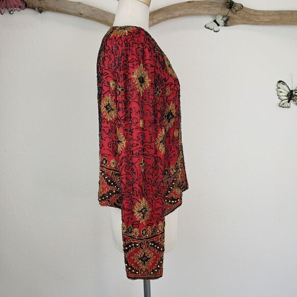 Vintage papell boutique evening beaded jacket - Picture 6 of 8